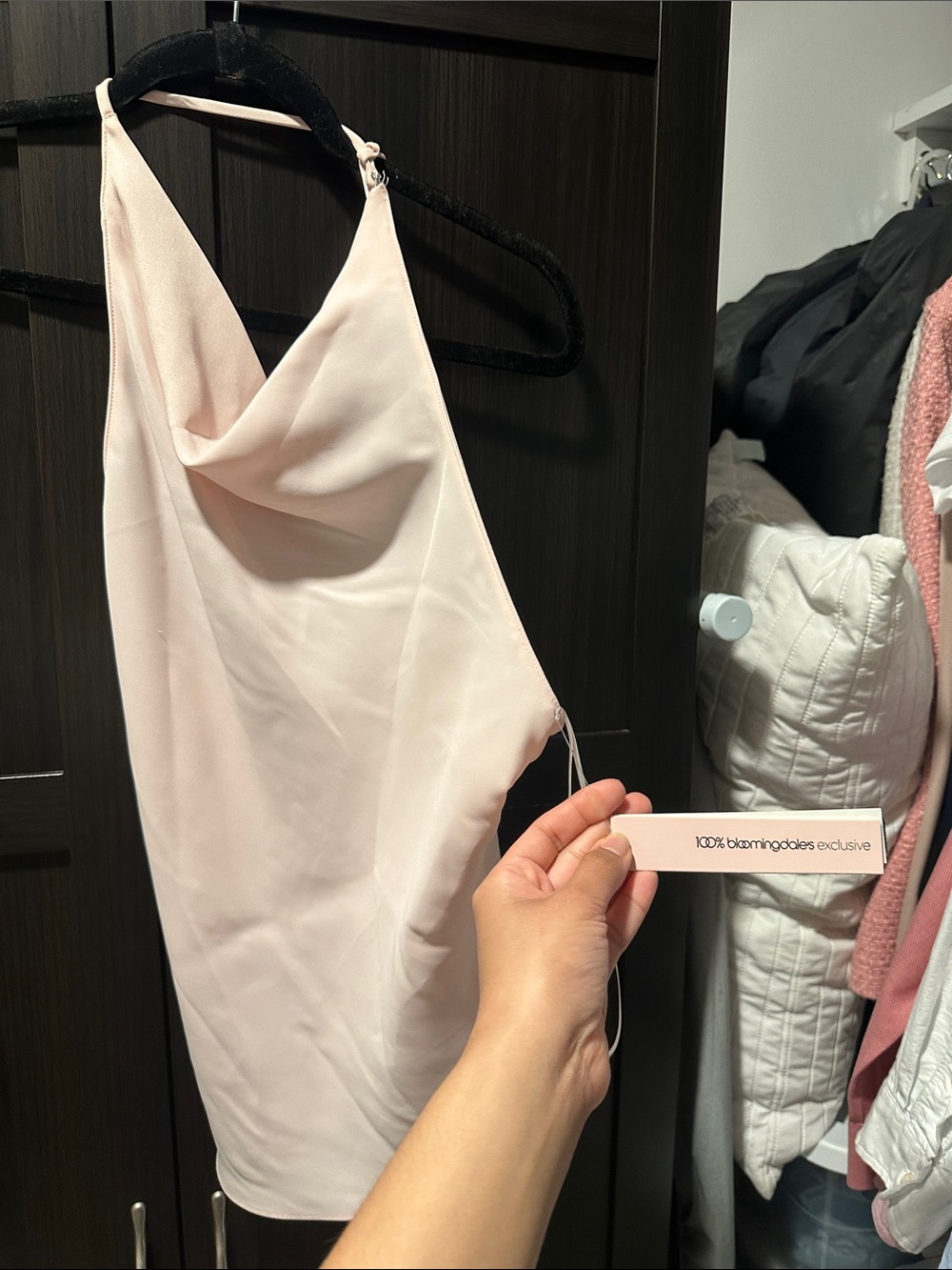 Bloomingdale's Pale Blush Cowl Halter Top